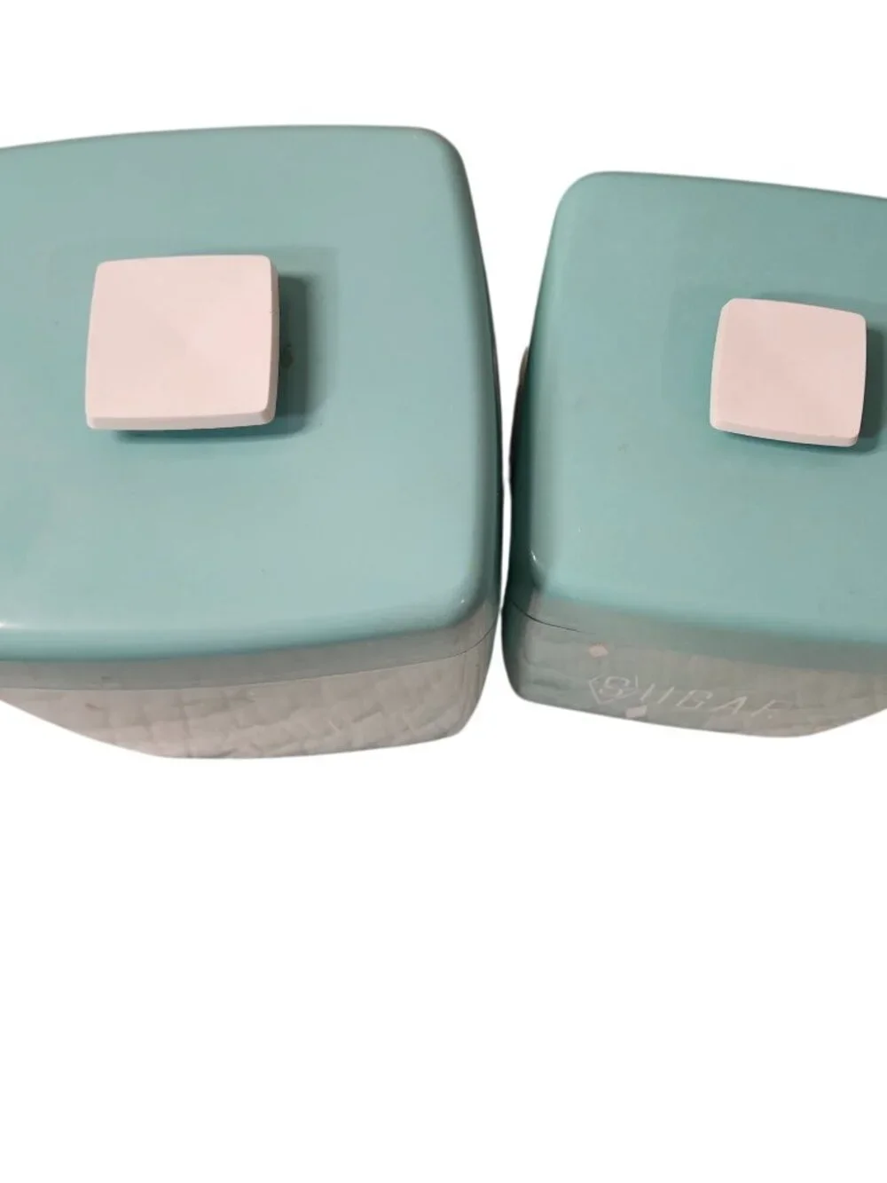 Vintage Lustro Ware 4 Canister Set Plastic Turquoise With Lids 1950s AS IS